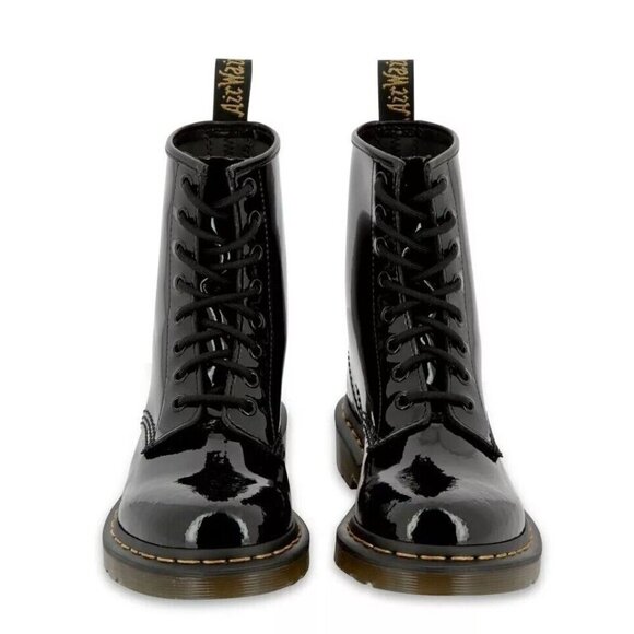 Dr. Martens 1460 Classic Patent Leather Combat Boots Black Women's size 8 - NEW - Picture 2 of 5
